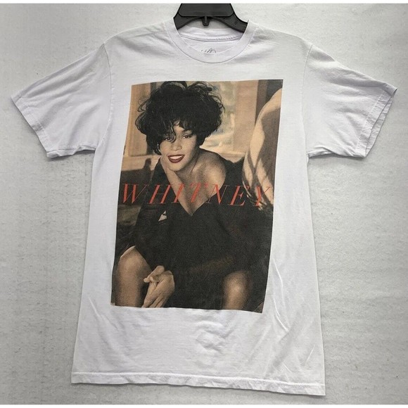 Whitney Houston Tops - Whitney Houston 100% Cotton Graphic T-Shirt White Unisex Size Medium Crew Neck